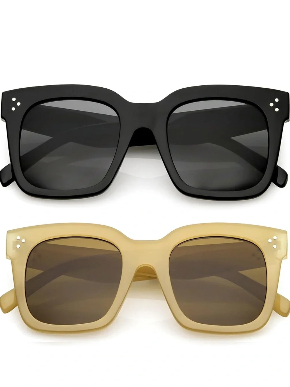 Classic Square Sunglasses - Black & Beige